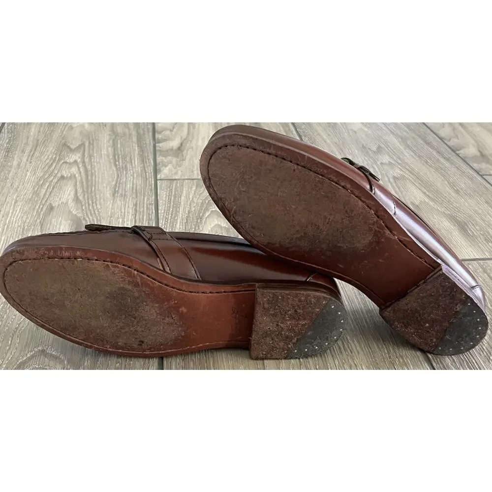 Vintage Hunt Club Mens 9 M All Leather Brown Penny Loafers Buckle Kiltie
